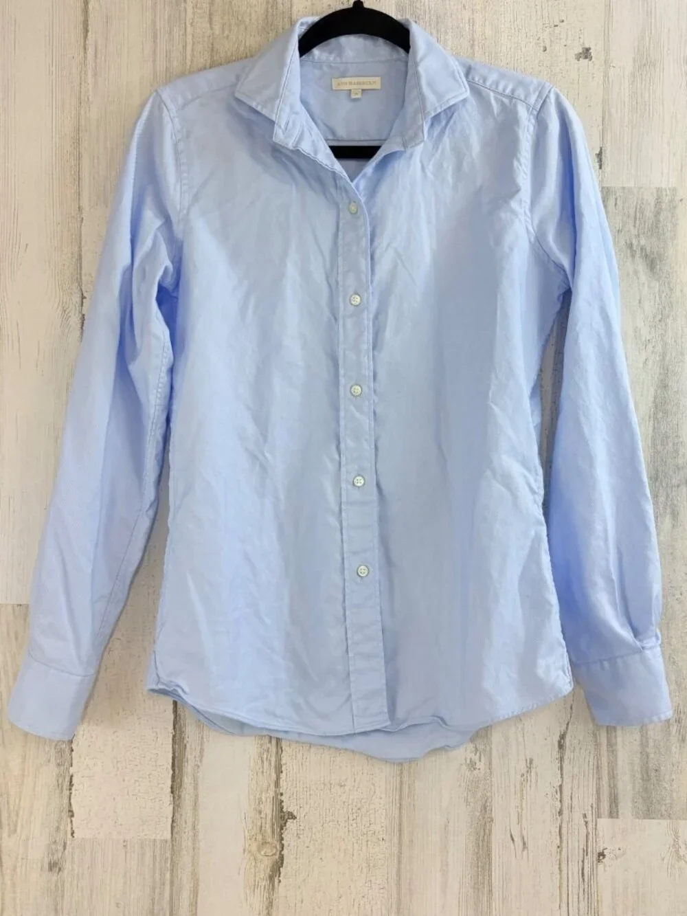 Ann Mashburn Icon Spread Shirt Sz M Sky Blue Roxford Oxford Button Down - Picture 2 of 12